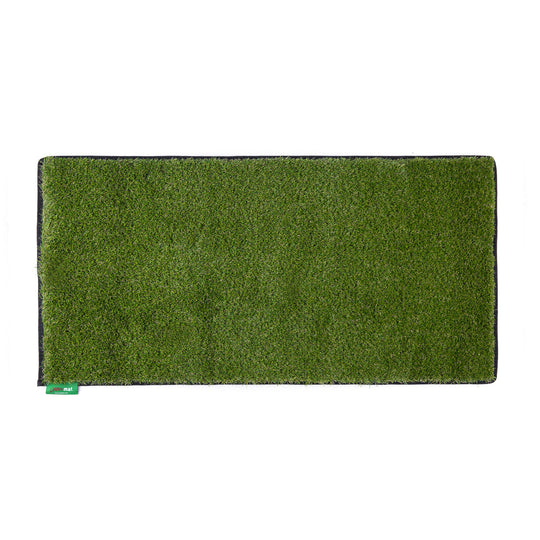 Extra large synthetic grass mat in Pitch Black trim.