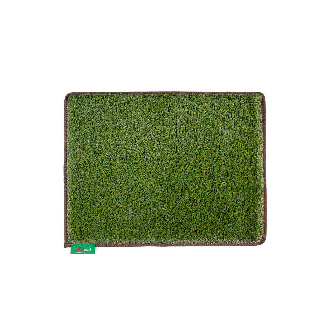 Original artificial grass mat in Earth Brown trim.